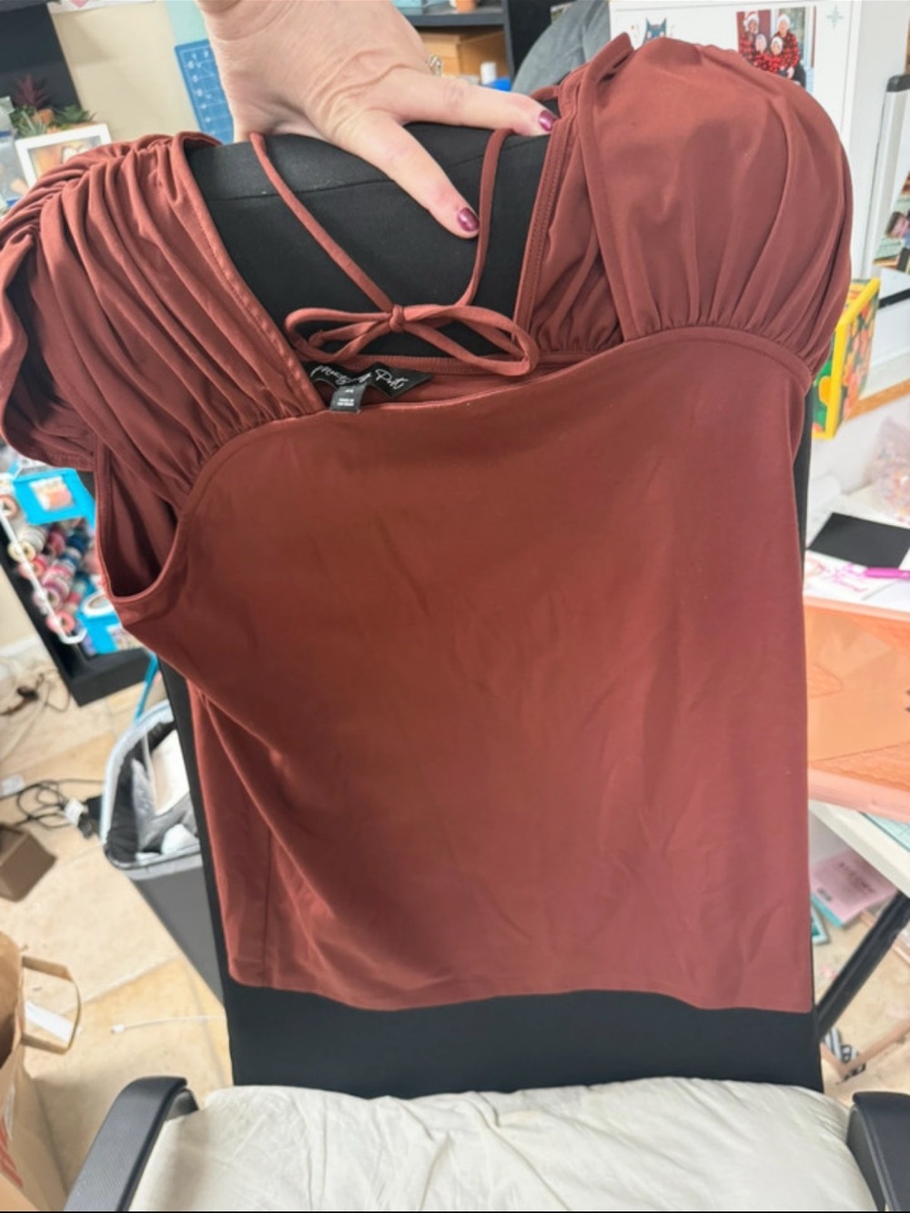 NEW Ruched Shoulder Camisole Tank Top — Rust Brown